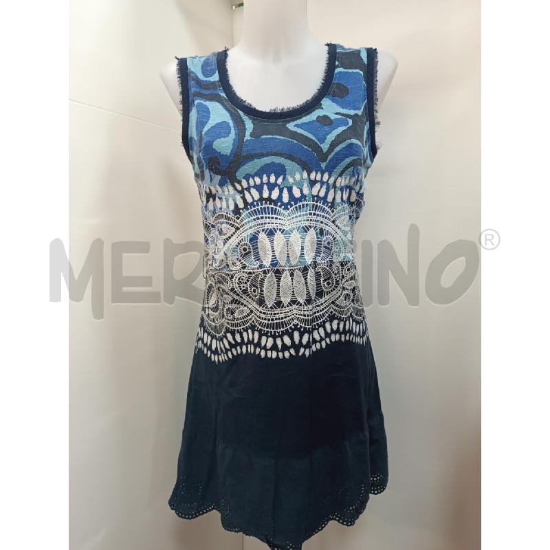 VESTITO DONNA DESIGUAL BLU FANTASIA BIANCA SMANICATO | Mercatino dell'Usato Torino tenivelli 1
