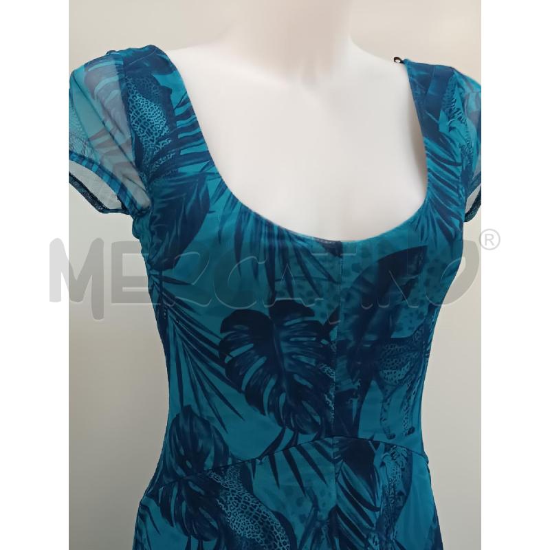 VESTITO DONNA DESIGUAL BLU FANTASIA FELINO E VEGETALE  | Mercatino dell'Usato Torino tenivelli 2