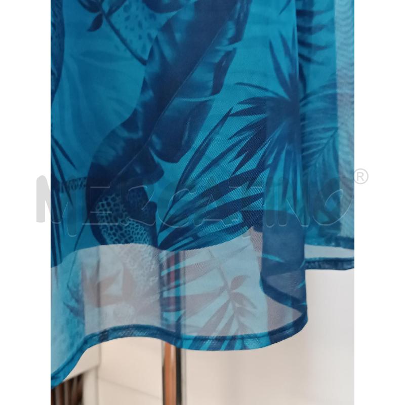 VESTITO DONNA DESIGUAL BLU FANTASIA FELINO E VEGETALE  | Mercatino dell'Usato Torino tenivelli 3