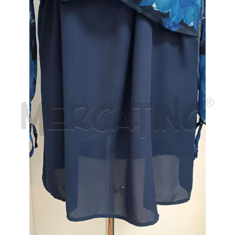 VESTITO DONNA DESIGUAL BLU FLOREALE VOLLANT MANICHE LUNGHE  | Mercatino dell'Usato Torino tenivelli 4