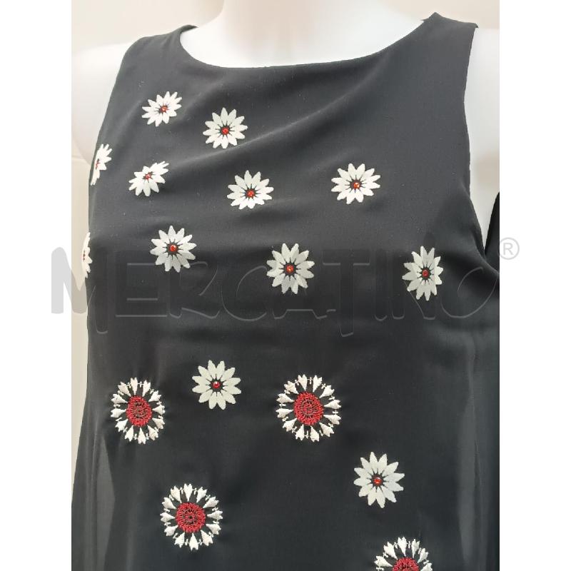 VESTITO DONNA DESIGUAL NER5O FIORI BIANCHI SMANICATO  | Mercatino dell'Usato Torino tenivelli 2