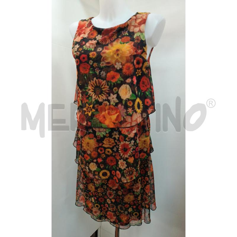 VESTITO DONNA DESIGUAL NERO FLOREALE ARANCIONE ROSSO VOLLANT  | Mercatino dell'Usato Torino tenivelli 1