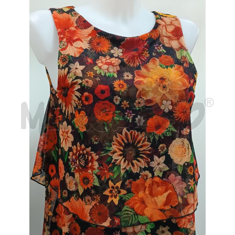 VESTITO DONNA DESIGUAL NERO FLOREALE ARANCIONE ROSSO VOLLANT  | Mercatino dell'Usato Torino tenivelli 2