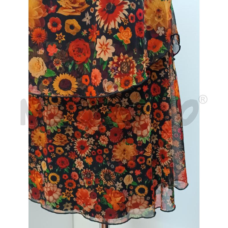 VESTITO DONNA DESIGUAL NERO FLOREALE ARANCIONE ROSSO VOLLANT  | Mercatino dell'Usato Torino tenivelli 3