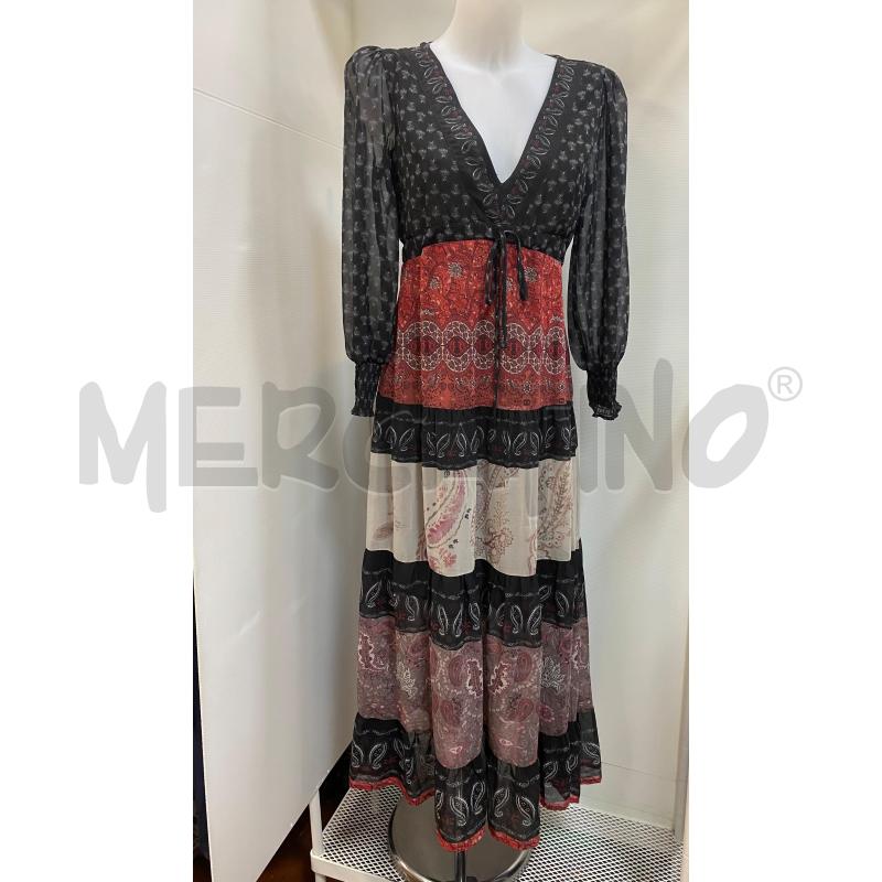 VESTITO DONNA DESIGUAL NERO ROSSO BEIGE MANICA LUNGA | Mercatino dell'Usato Torino tenivelli 1