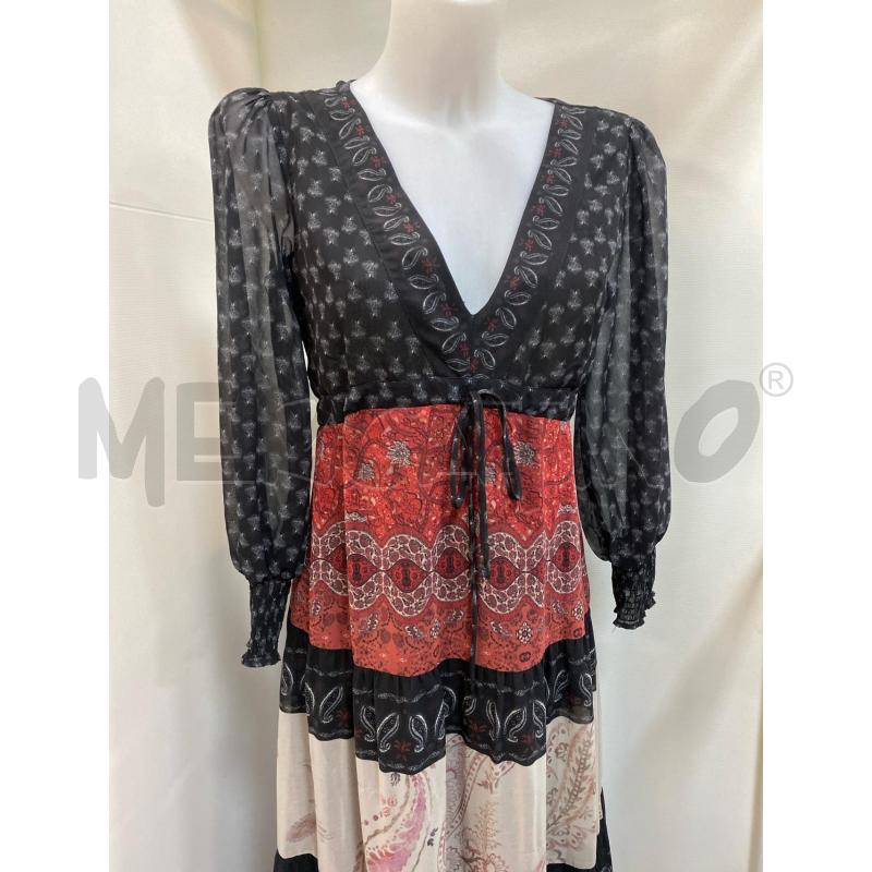 VESTITO DONNA DESIGUAL NERO ROSSO BEIGE MANICA LUNGA | Mercatino dell'Usato Torino tenivelli 2