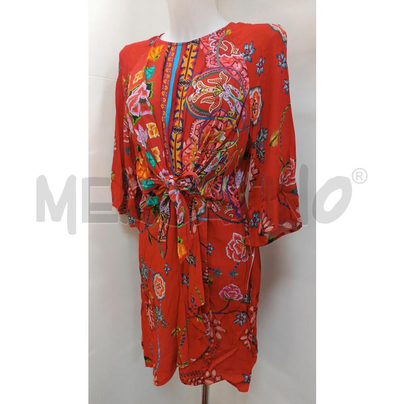 VESTITO DONNA DESIGUAL ROSSOFLOREALE CON FIOCCO ALLA VITA  | Mercatino dell'Usato Torino tenivelli 1
