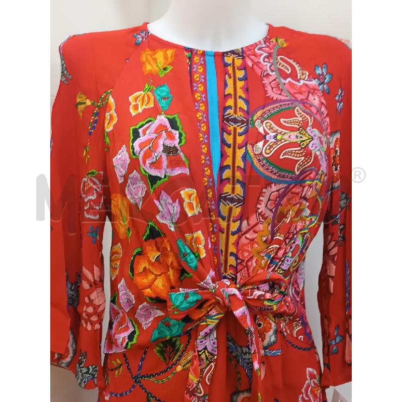 VESTITO DONNA DESIGUAL ROSSOFLOREALE CON FIOCCO ALLA VITA  | Mercatino dell'Usato Torino tenivelli 2