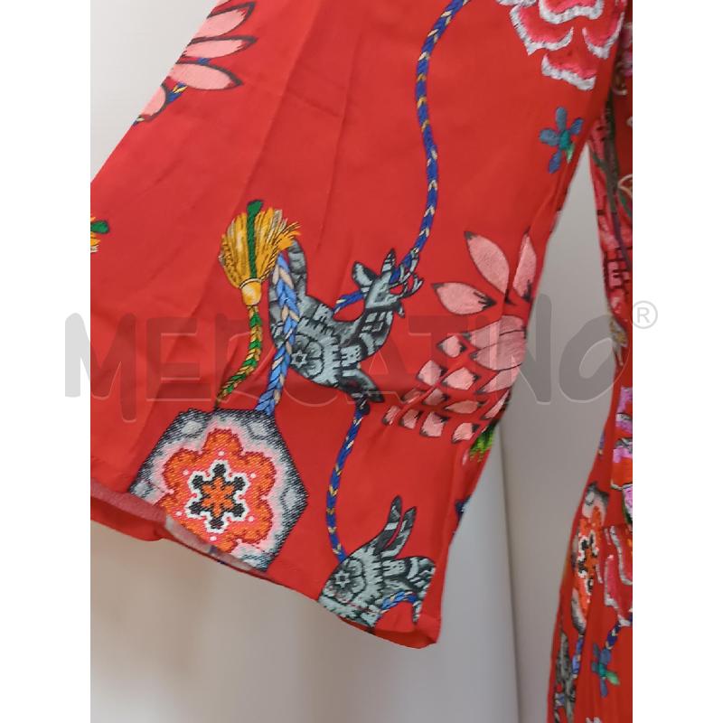 VESTITO DONNA DESIGUAL ROSSOFLOREALE CON FIOCCO ALLA VITA  | Mercatino dell'Usato Torino tenivelli 3