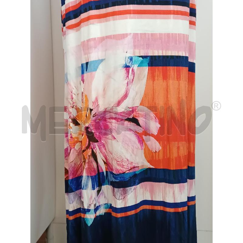 VESTITO DONNA DESIGUAL SMANICATO BLU RIGHE ARANCIONE  | Mercatino dell'Usato Torino tenivelli 3