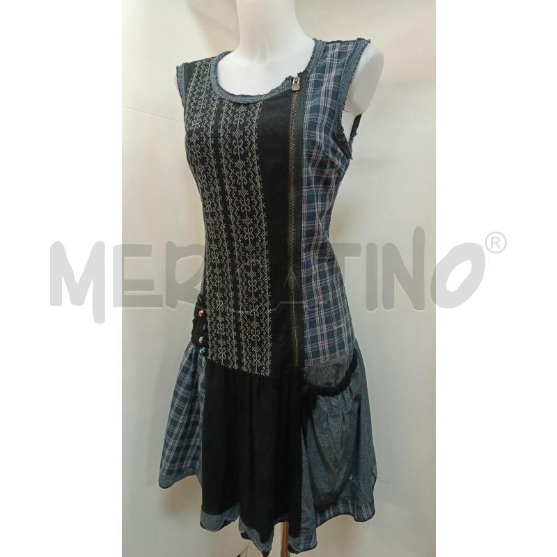 VESTITO DONNA DESIGUAL SMANICATO BLU RIGHE E FANTASIE  | Mercatino dell'Usato Torino tenivelli 1