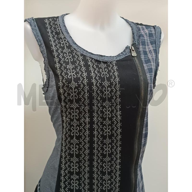 VESTITO DONNA DESIGUAL SMANICATO BLU RIGHE E FANTASIE  | Mercatino dell'Usato Torino tenivelli 2