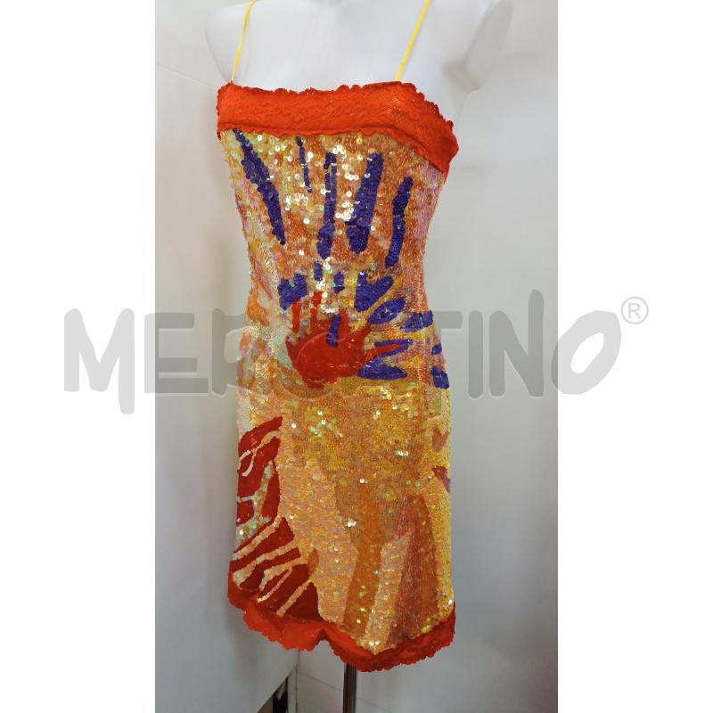 VESTITO DONNA DOLCE RIBELLE BRETELLE PAILLETTE GIALLO ROSSO VIOLA | Mercatino dell'Usato Torino tenivelli 1