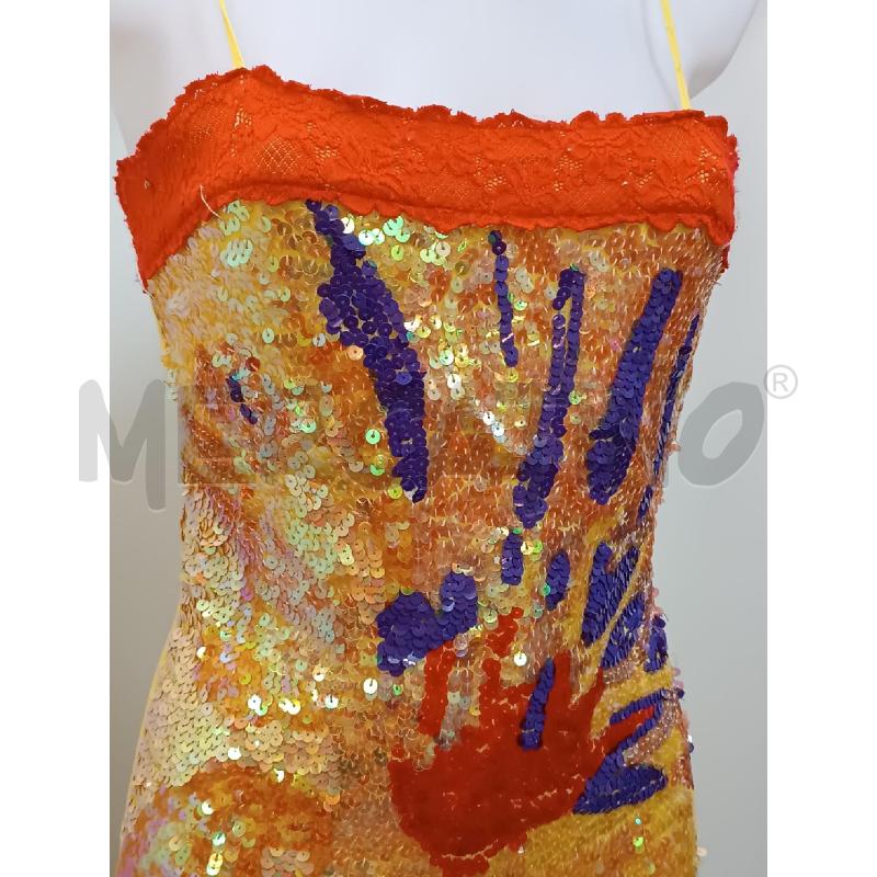 VESTITO DONNA DOLCE RIBELLE BRETELLE PAILLETTE GIALLO ROSSO VIOLA | Mercatino dell'Usato Torino tenivelli 2