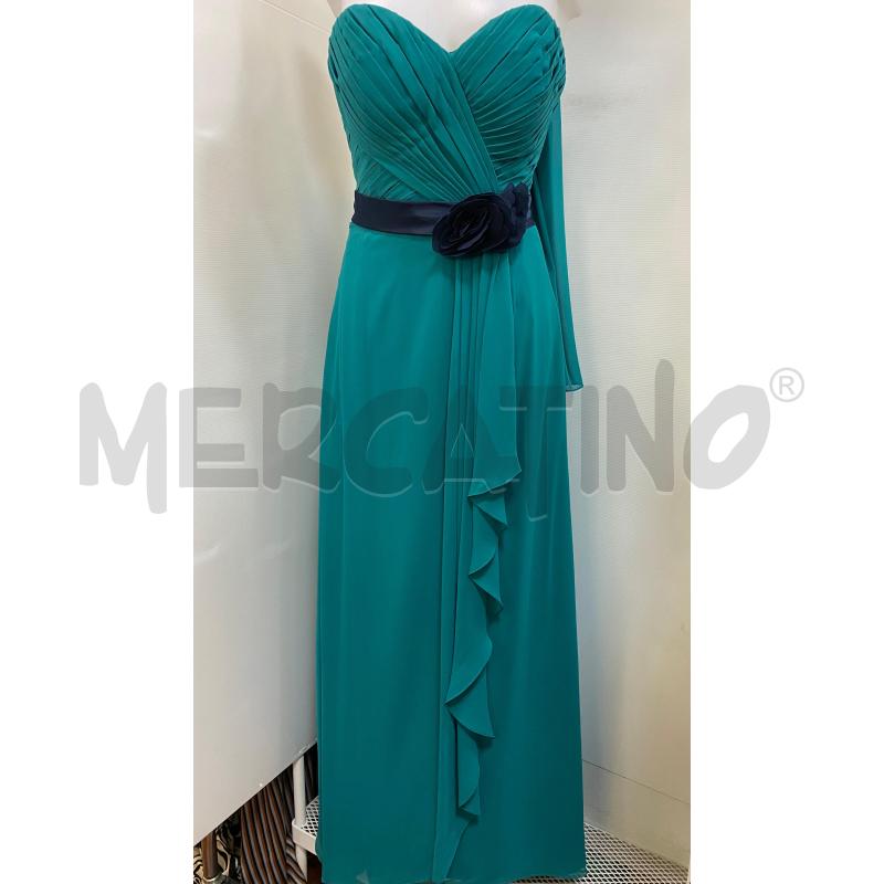 VESTITO DONNA ELEGANTE VERDE FASCIA BLUNOTTE FIORI  | Mercatino dell'Usato Torino tenivelli 1