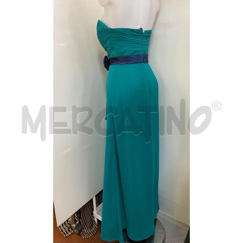 VESTITO DONNA ELEGANTE VERDE FASCIA BLUNOTTE FIORI  | Mercatino dell'Usato Torino tenivelli 3