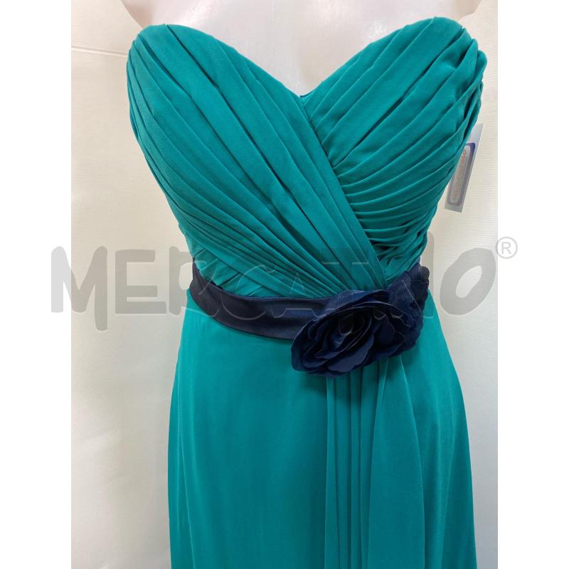 VESTITO DONNA ELEGANTE VERDE FASCIA BLUNOTTE FIORI  | Mercatino dell'Usato Torino tenivelli 4