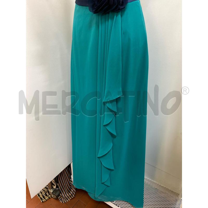 VESTITO DONNA ELEGANTE VERDE FASCIA BLUNOTTE FIORI  | Mercatino dell'Usato Torino tenivelli 5