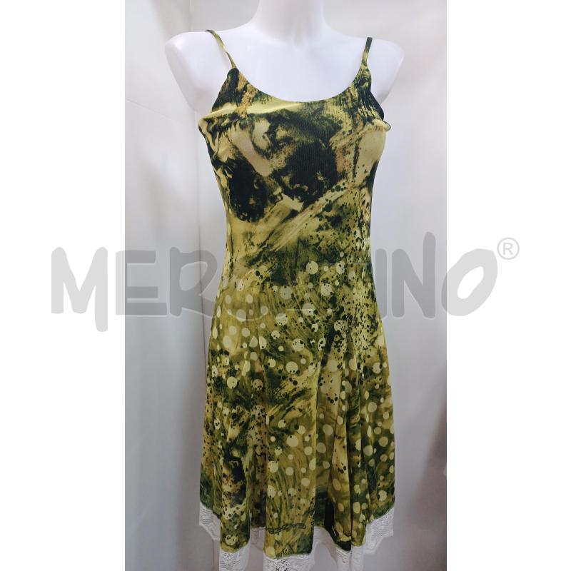 VESTITO DONNA ELEONORA AMADEI VERDE NERO BRETELLE  | Mercatino dell'Usato Torino tenivelli 1