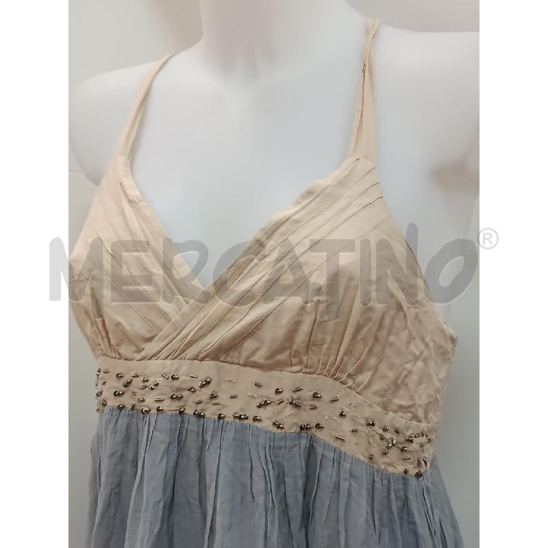 VESTITO DONNA ETHIC BEIGE GRIGIO BRETELLE LUNGO  | Mercatino dell'Usato Torino tenivelli 2
