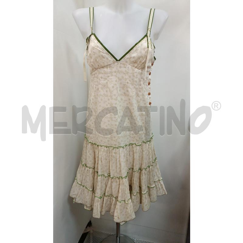 VESTITO DONNA ETICHETTA TOY G BEIGE FIORELLINI BRETELLE VERDI  | Mercatino dell'Usato Torino tenivelli 1