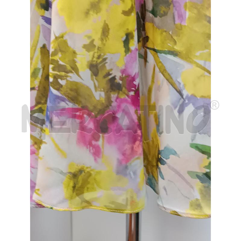 VESTITO DONNA FACIT SMANICATO FLOREALE ROSA GIALLO VERDE | Mercatino dell'Usato Torino tenivelli 3