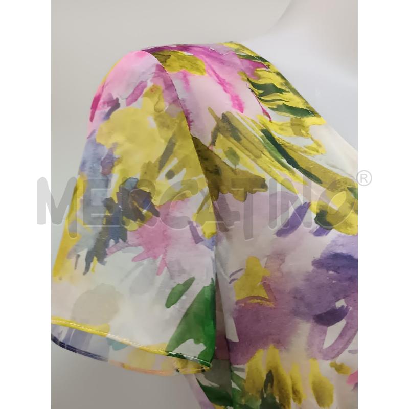 VESTITO DONNA FACIT SMANICATO FLOREALE ROSA GIALLO VERDE | Mercatino dell'Usato Torino tenivelli 4