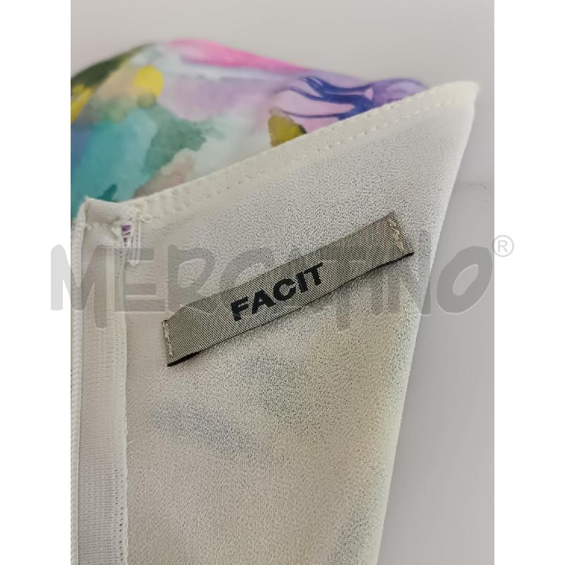 VESTITO DONNA FACIT SMANICATO FLOREALE ROSA GIALLO VERDE | Mercatino dell'Usato Torino tenivelli 5