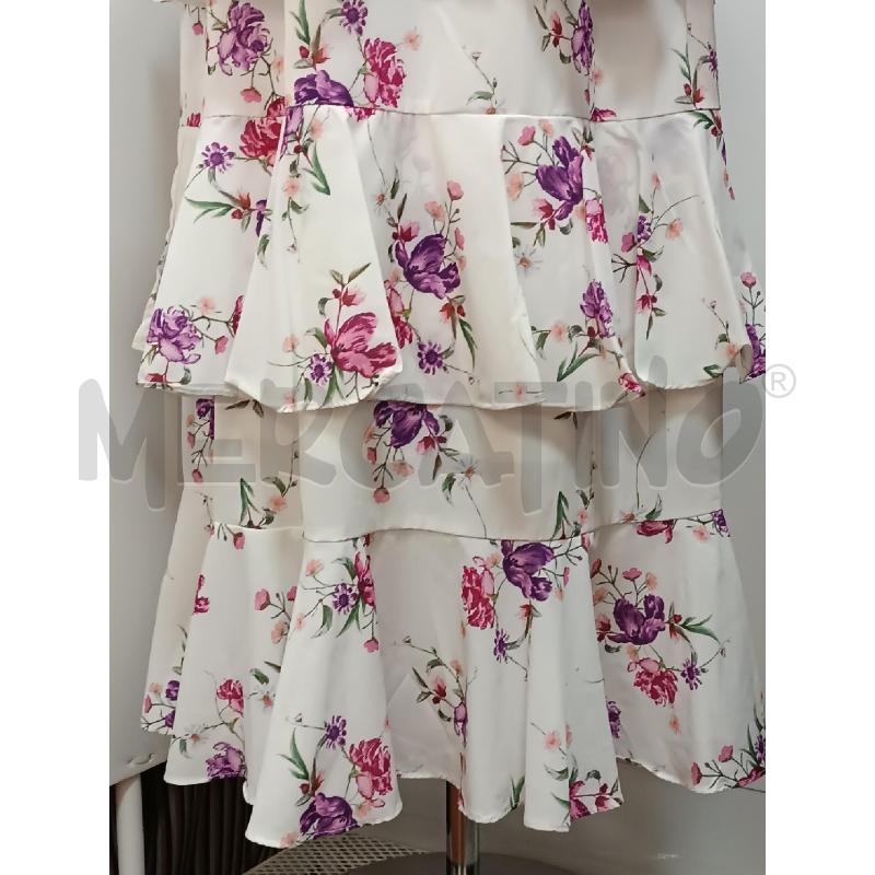 VESTITO DONNA FASHION UNION BIANCO BRETELLE FIORELLINI ROSA VIOLA  | Mercatino dell'Usato Torino tenivelli 3