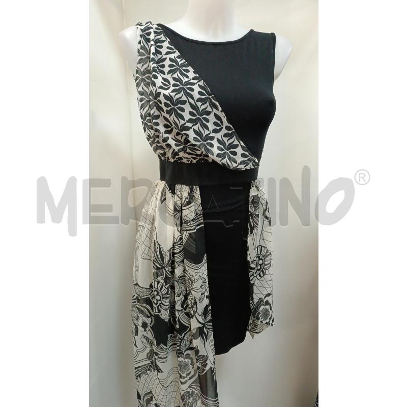VESTITO DONNA FORNARINA SMANICATO NERO TULE BEIGE FLOREALE   | Mercatino dell'Usato Torino tenivelli 1