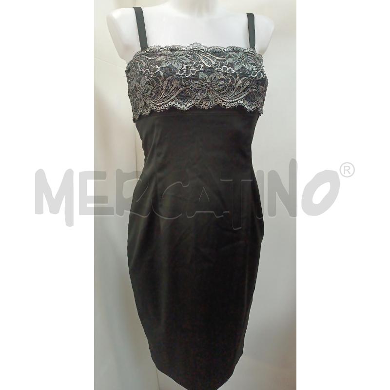 VESTITO DONNA GATTINONI NERO PIZZO GRIGIO IN ALTO BRETELLE   | Mercatino dell'Usato Torino tenivelli 1