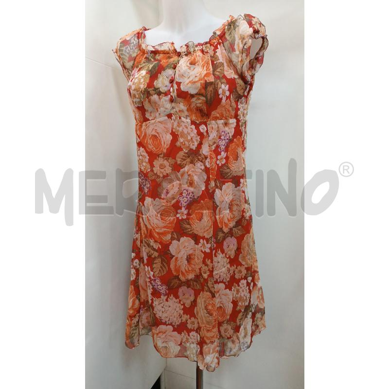 VESTITO DONNA GIALLO ROSSO FLOREALE ROSE SMANICATO  | Mercatino dell'Usato Torino tenivelli 1