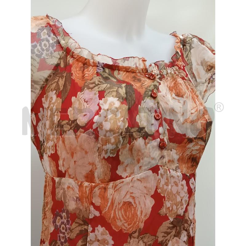 VESTITO DONNA GIALLO ROSSO FLOREALE ROSE SMANICATO  | Mercatino dell'Usato Torino tenivelli 2