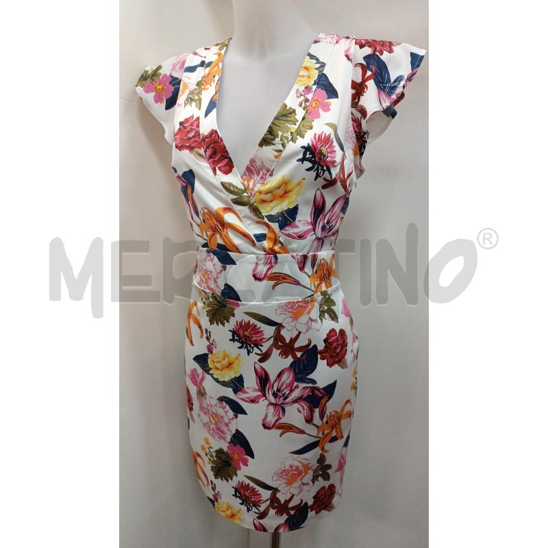 VESTITO DONNA GUESS BIANCO FLORALE COLORI SMANICATO VOLLANT  | Mercatino dell'Usato Torino tenivelli 1