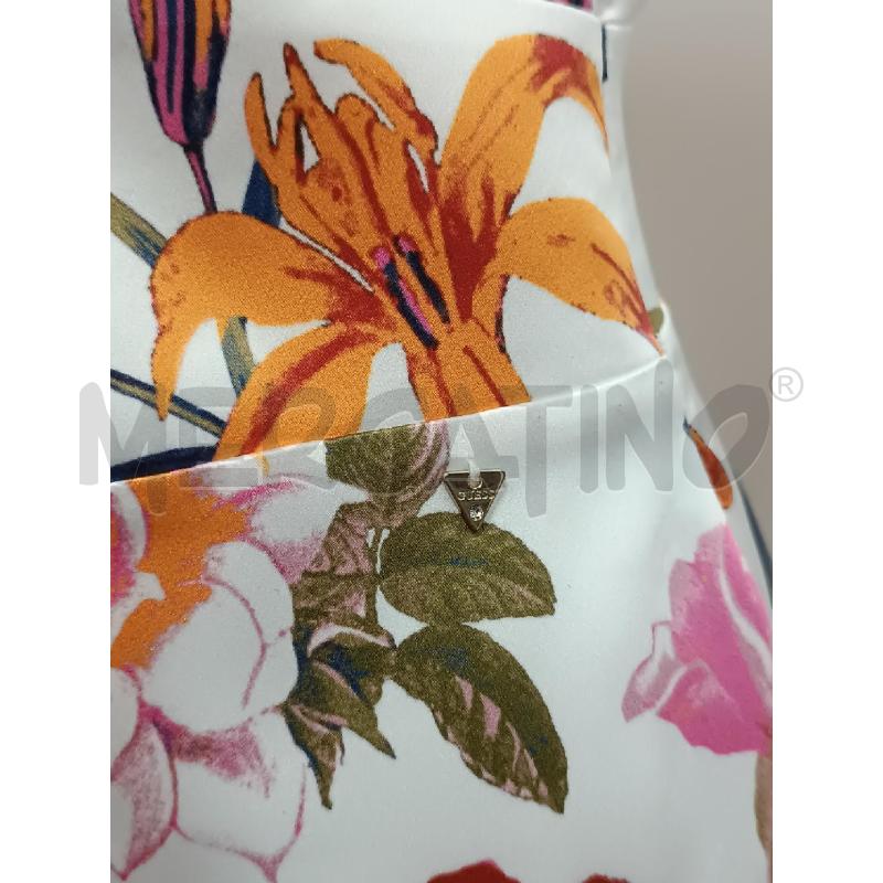 VESTITO DONNA GUESS BIANCO FLORALE COLORI SMANICATO VOLLANT  | Mercatino dell'Usato Torino tenivelli 3