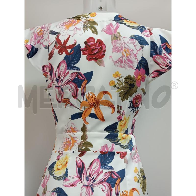 VESTITO DONNA GUESS BIANCO FLORALE COLORI SMANICATO VOLLANT  | Mercatino dell'Usato Torino tenivelli 4
