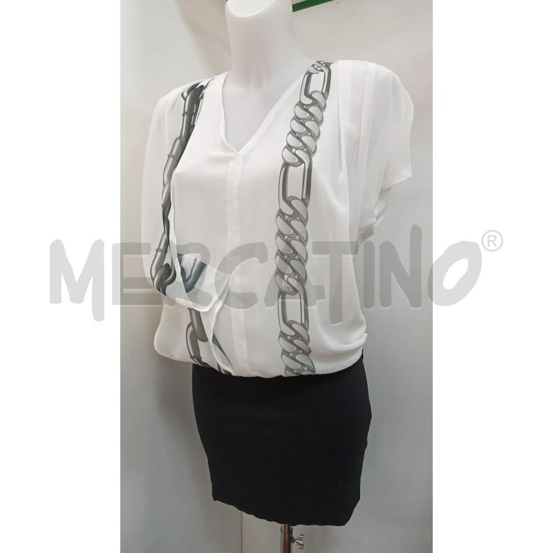 VESTITO DONNA IANCA GONNA NERA DISEGNO CATENA  | Mercatino dell'Usato Torino tenivelli 1