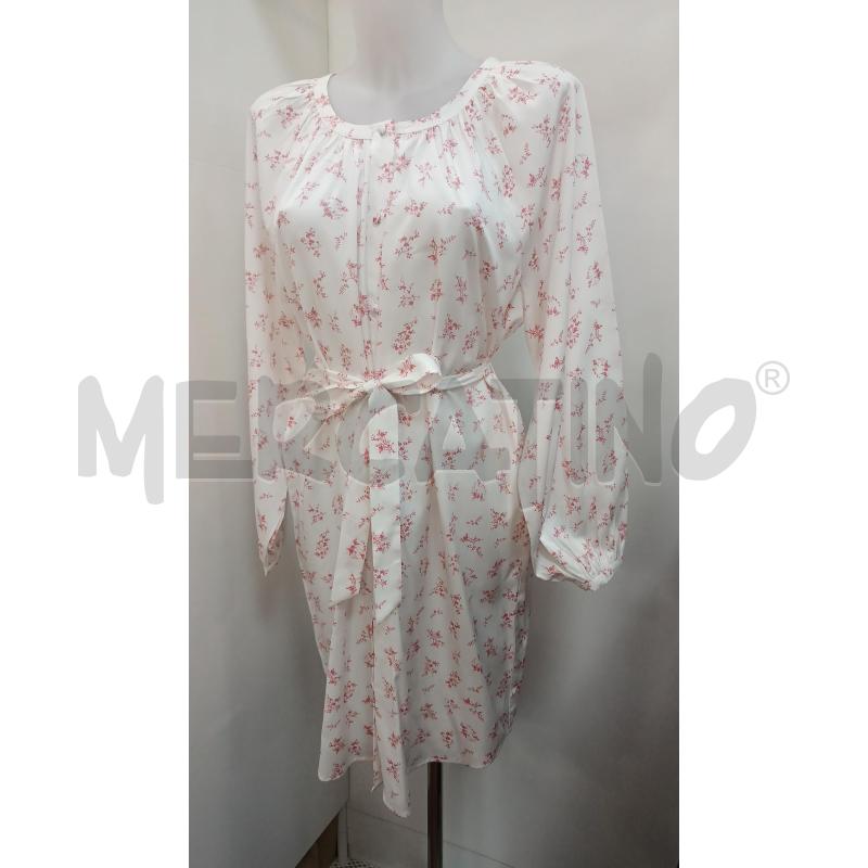 VESTITO DONNA ICHI BIANCO FANTASIA RAMETTI ROSA MANICA LUNGA | Mercatino dell'Usato Torino tenivelli 1