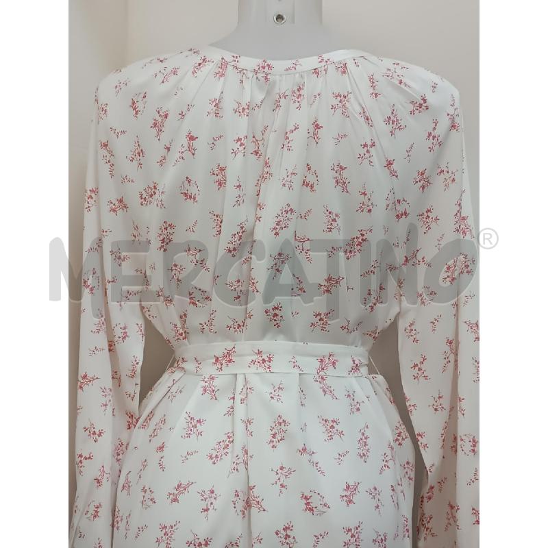 VESTITO DONNA ICHI BIANCO FANTASIA RAMETTI ROSA MANICA LUNGA | Mercatino dell'Usato Torino tenivelli 4
