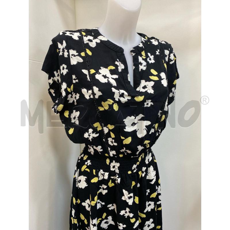 VESTITO DONNA ICHI NERO FIORELLINI BIANCO GIALLO 1/2 MANICA  | Mercatino dell'Usato Torino tenivelli 2