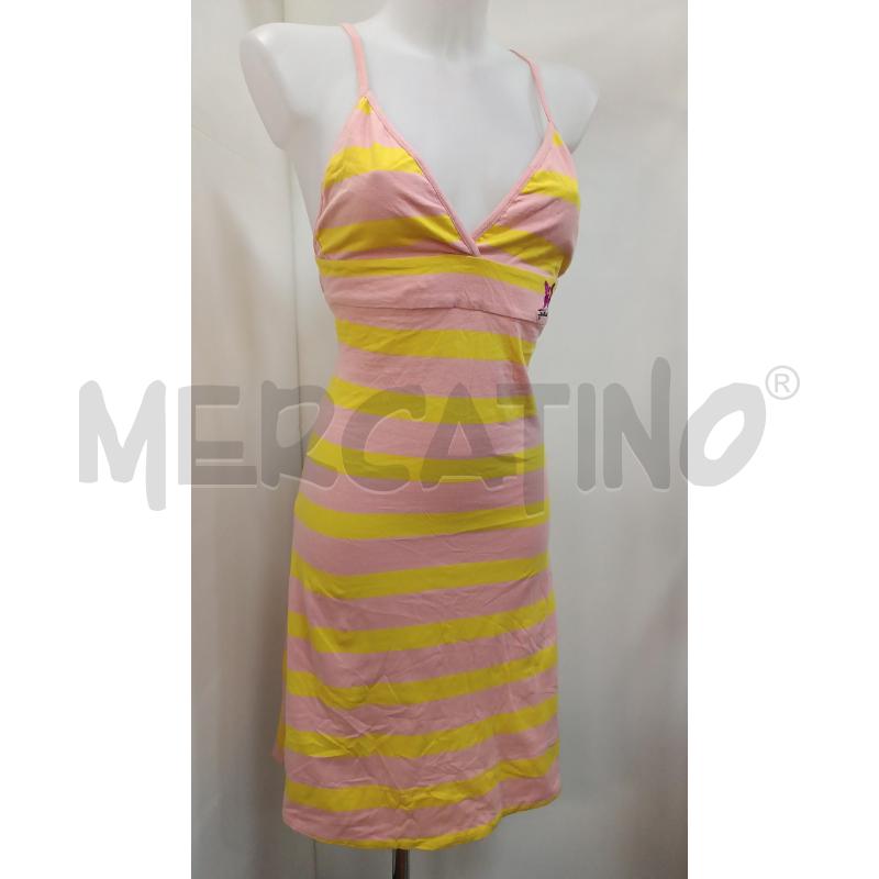 VESTITO DONNA JUST CAVALLI BRETELLE RIGHE ROSA GIALLE  | Mercatino dell'Usato Torino tenivelli 1