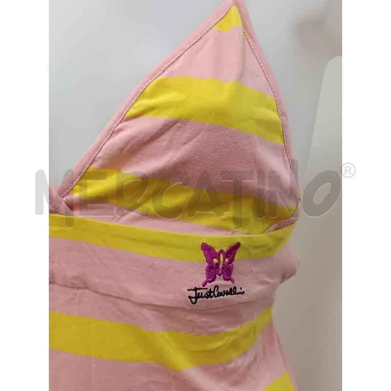 VESTITO DONNA JUST CAVALLI BRETELLE RIGHE ROSA GIALLE  | Mercatino dell'Usato Torino tenivelli 2
