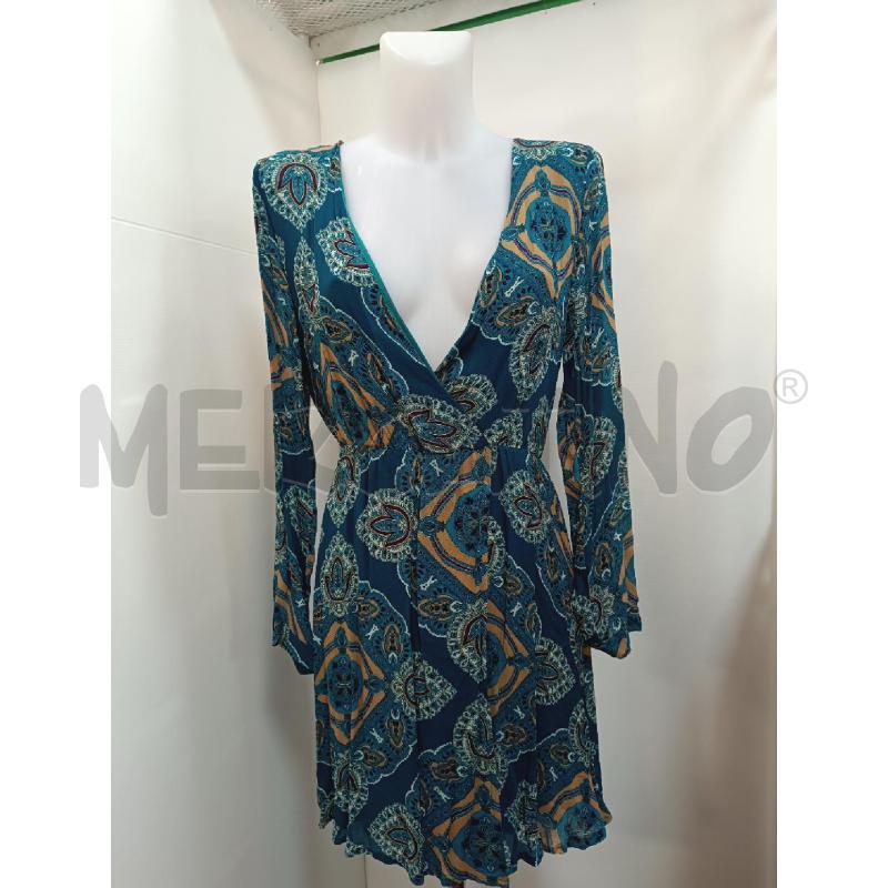 VESTITO DONNA KING KONG TURCHESE FANTASIA FLOREALE MARRONE BORDEAUX | Mercatino dell'Usato Torino tenivelli 1