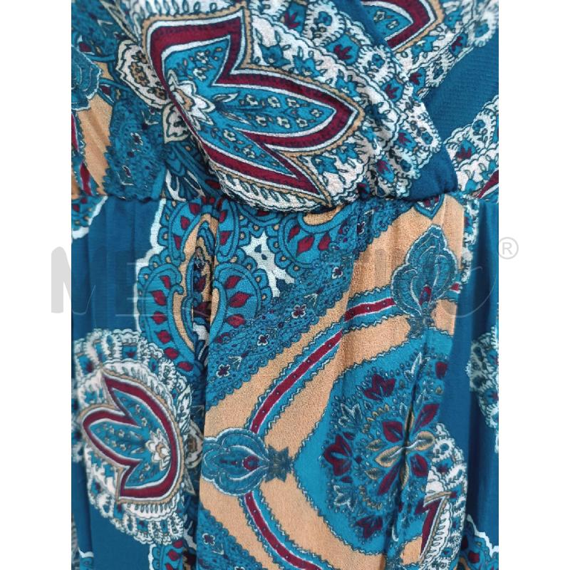VESTITO DONNA KING KONG TURCHESE FANTASIA FLOREALE MARRONE BORDEAUX | Mercatino dell'Usato Torino tenivelli 4