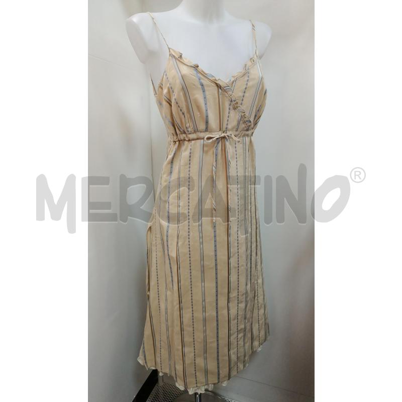 VESTITO DONNA KOKO BRETELLE BEIGE RIGHE LILLA | Mercatino dell'Usato Torino tenivelli 1