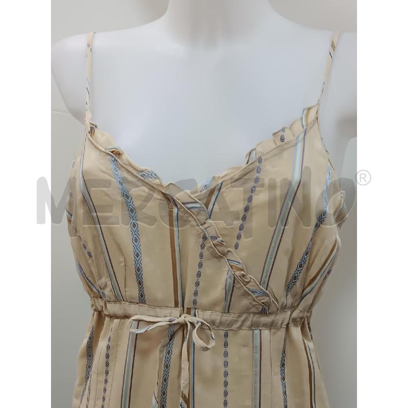 VESTITO DONNA KOKO BRETELLE BEIGE RIGHE LILLA | Mercatino dell'Usato Torino tenivelli 2