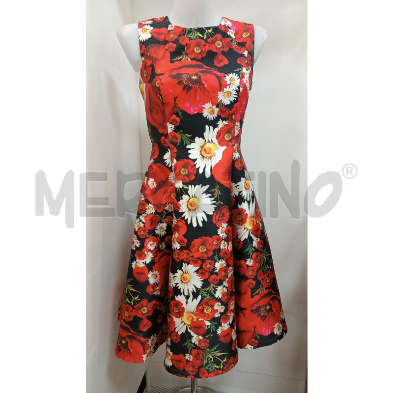VESTITO DONNA LASAISON SMANICATO FLOREALE ROSSO BIANCO | Mercatino dell'Usato Torino tenivelli 1