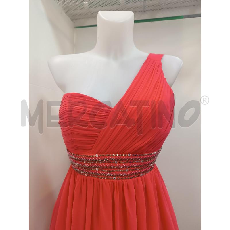 VESTITO DONNA LITTLE MISTRESS ROSA SALMONE MONOSPALLA INSERTO PERLINE  | Mercatino dell'Usato Torino tenivelli 2
