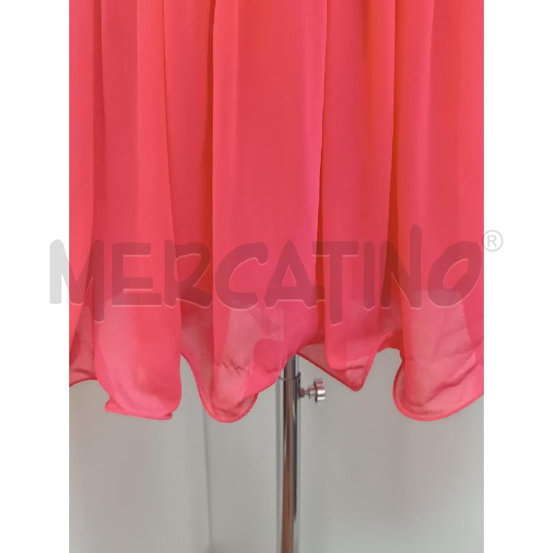VESTITO DONNA LITTLE MISTRESS ROSA SALMONE MONOSPALLA INSERTO PERLINE  | Mercatino dell'Usato Torino tenivelli 3