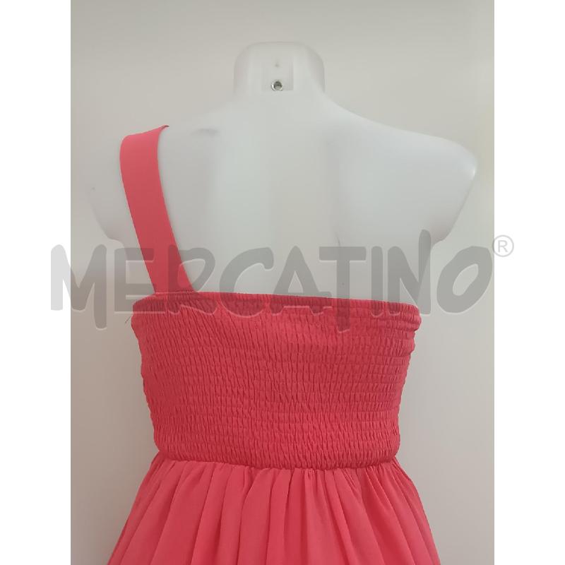 VESTITO DONNA LITTLE MISTRESS ROSA SALMONE MONOSPALLA INSERTO PERLINE  | Mercatino dell'Usato Torino tenivelli 4